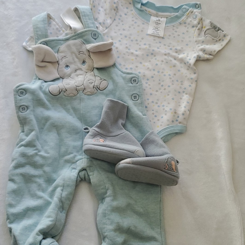 Disney Dumbo Baby overall/shoe set 6-9months
